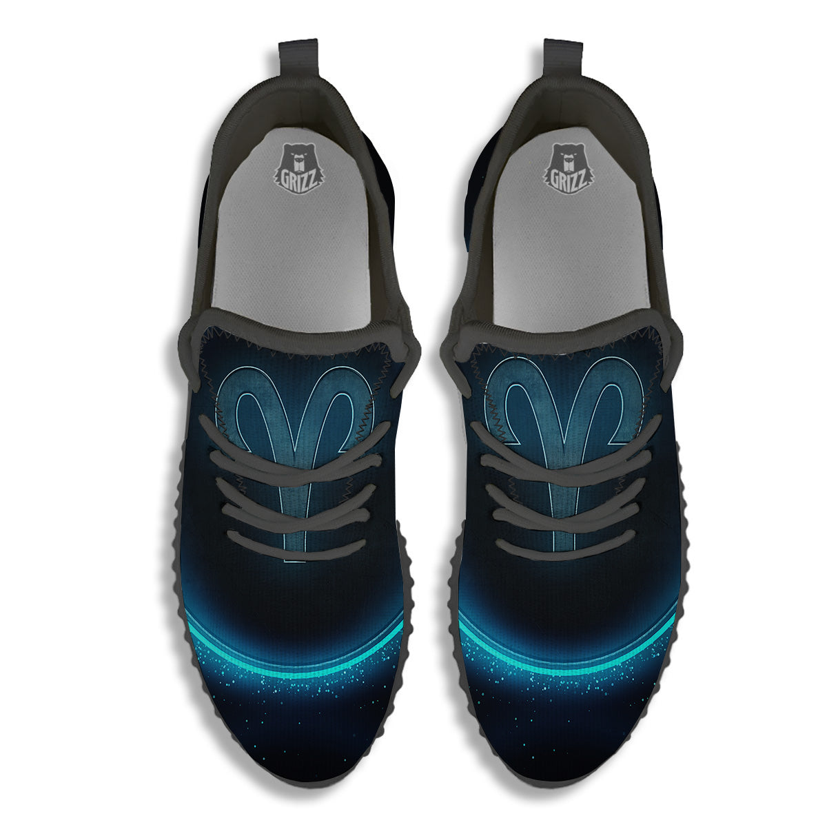 Zodiac Sign Blue Aries Print Black Walking Shoes-grizzshop
