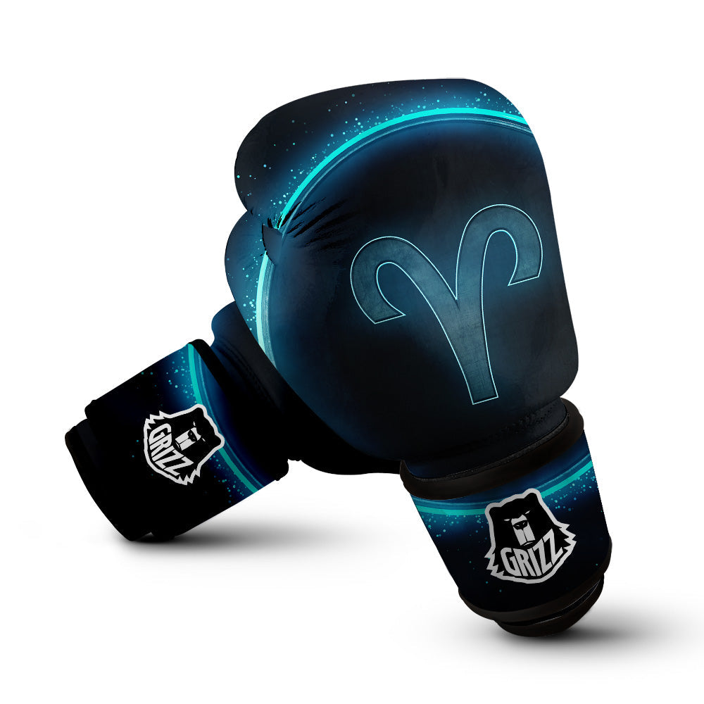 Zodiac Sign Blue Aries Print Boxing Gloves-grizzshop