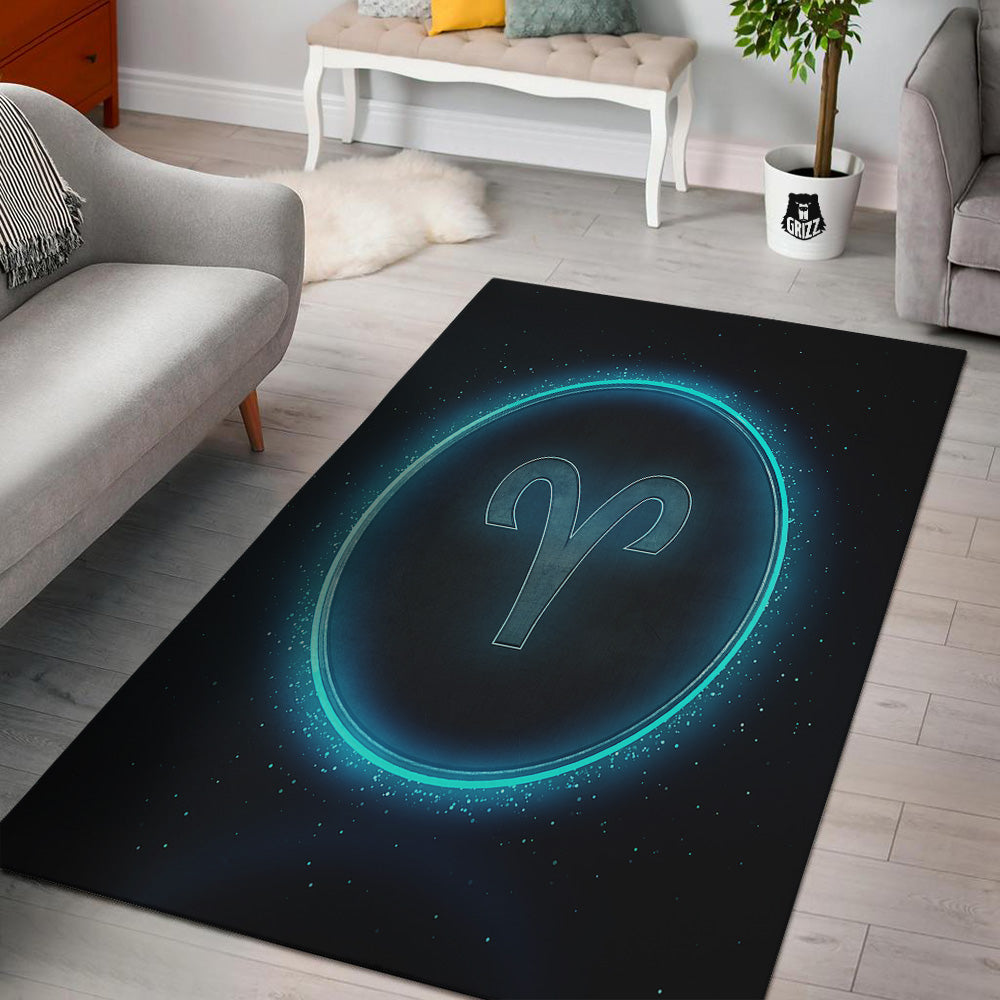 Zodiac Sign Blue Aries Print Floor Mat-grizzshop