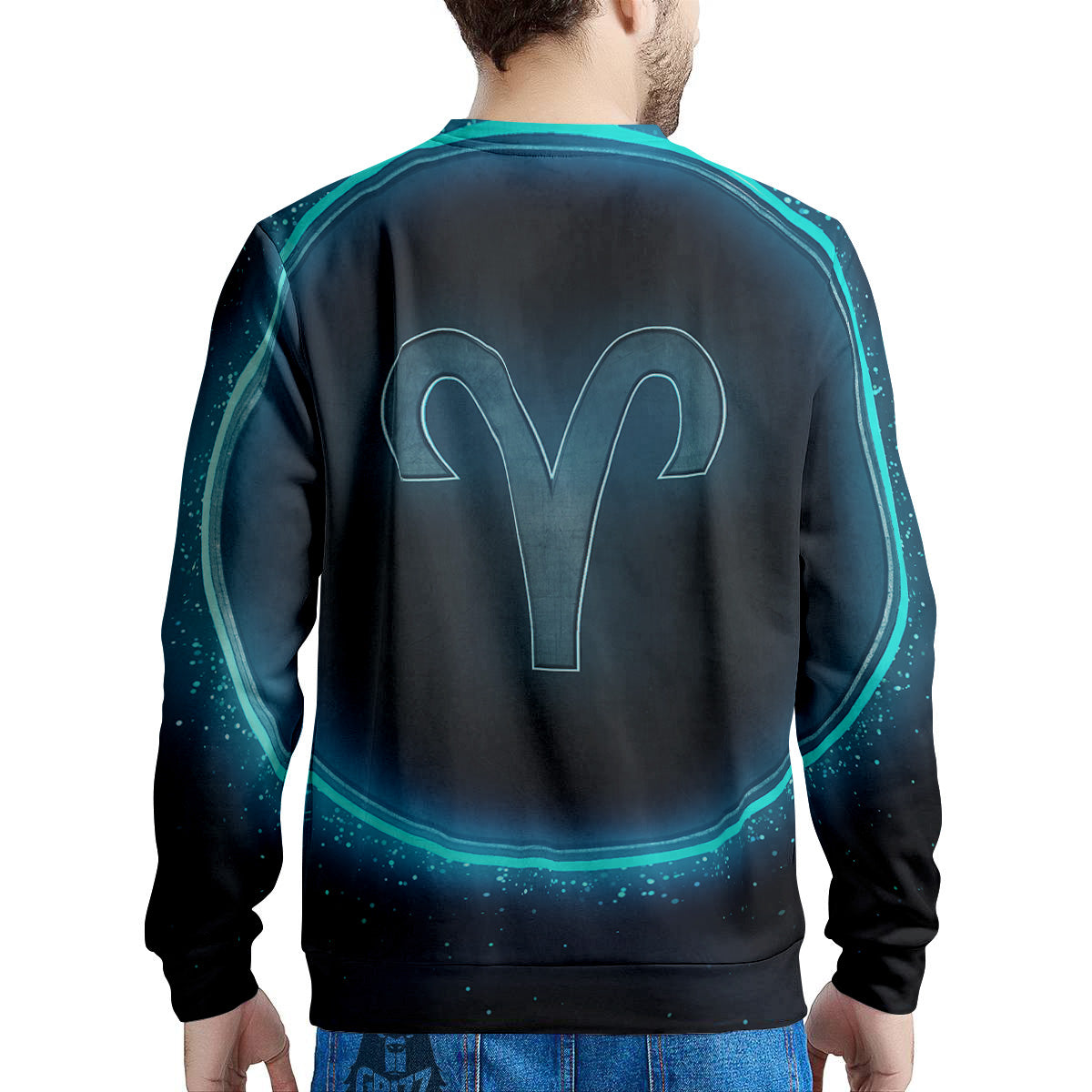 Zodiac Sign Blue Aries Print Men's Sweatshirt-grizzshop