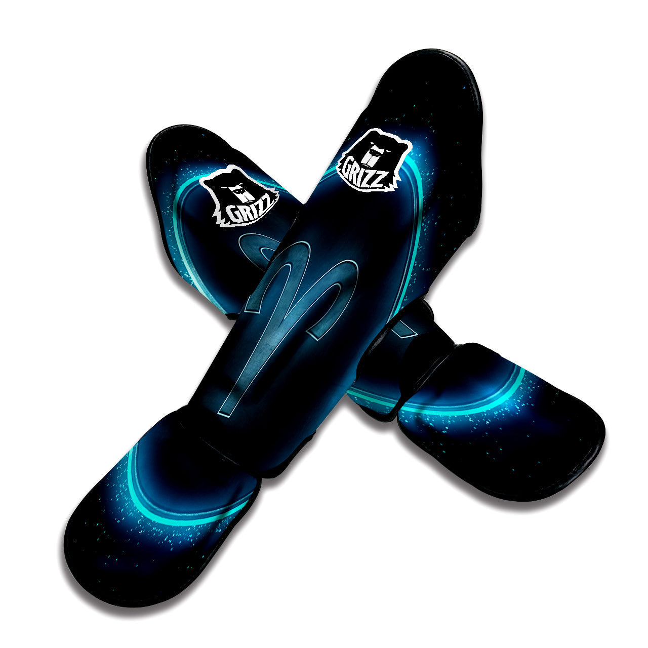 Zodiac Sign Blue Aries Print Muay Thai Shin Guards-grizzshop