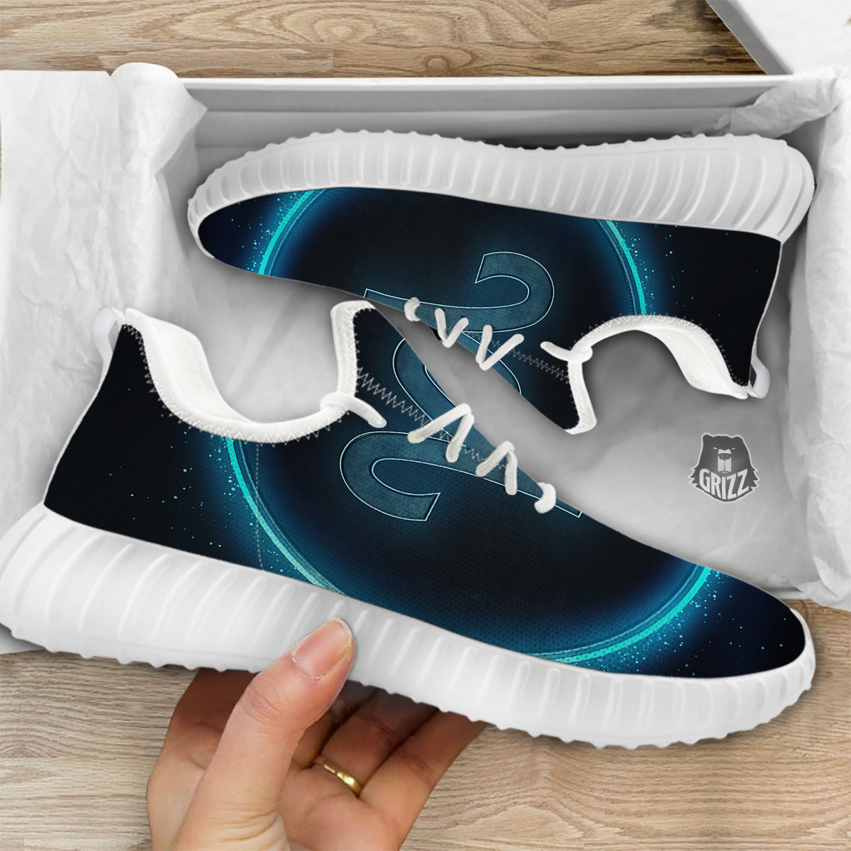 Zodiac Sign Blue Aries Print White Walking Shoes-grizzshop