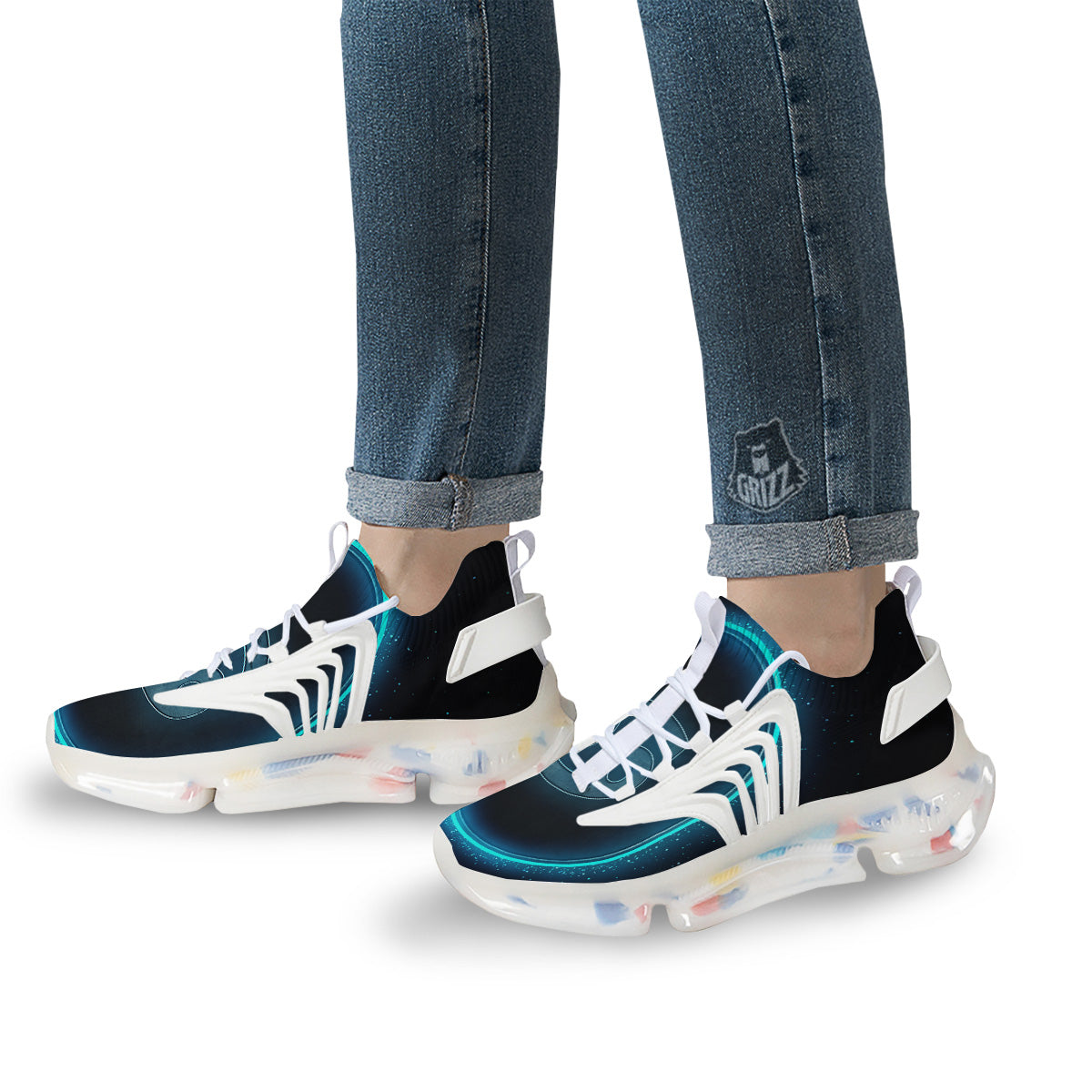 Zodiac Sign Blue Cancer Print White Gym Shoes-grizzshop