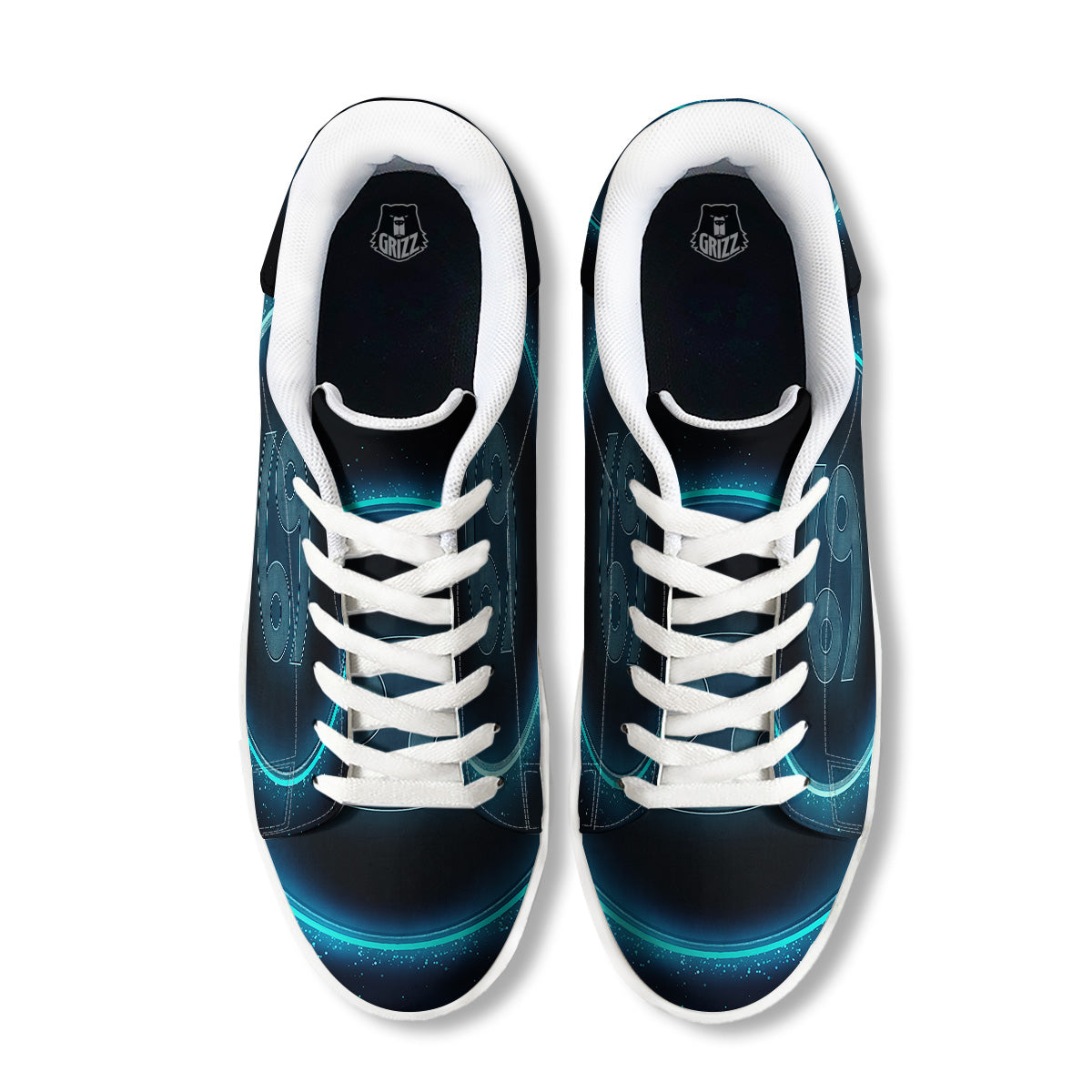 Zodiac Sign Blue Cancer Print White Low Top Sneakers-grizzshop