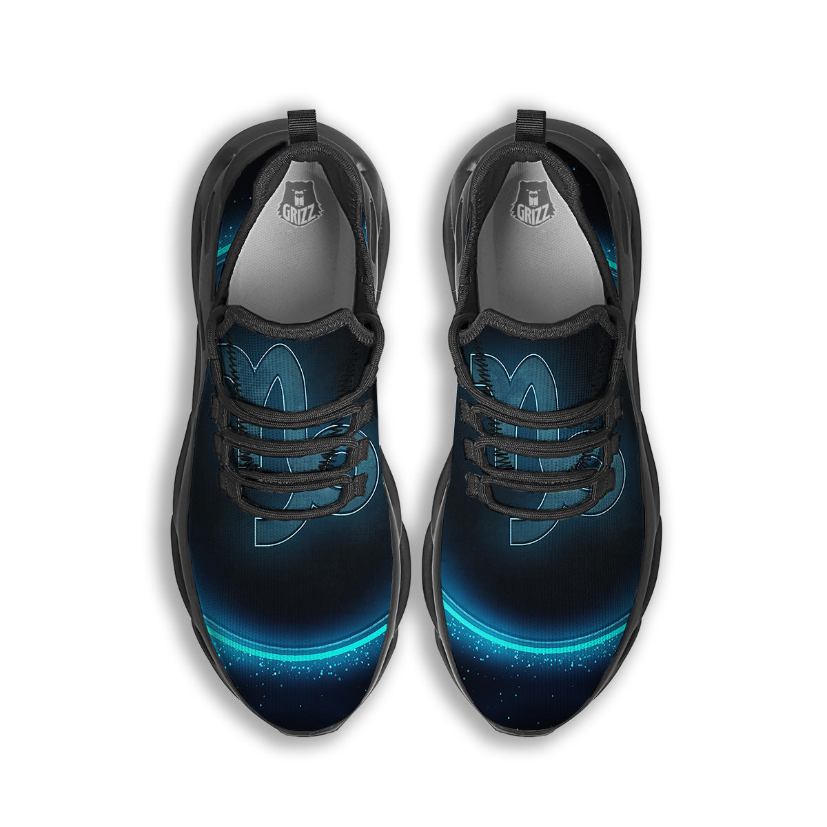 Zodiac Sign Blue Capricorn Print Black Running Shoes-grizzshop