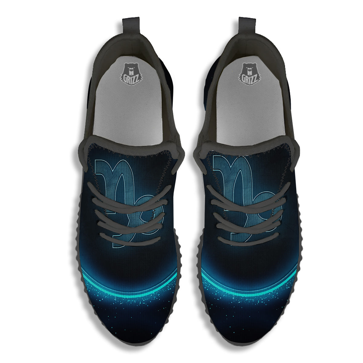Zodiac Sign Blue Capricorn Print Black Walking Shoes-grizzshop