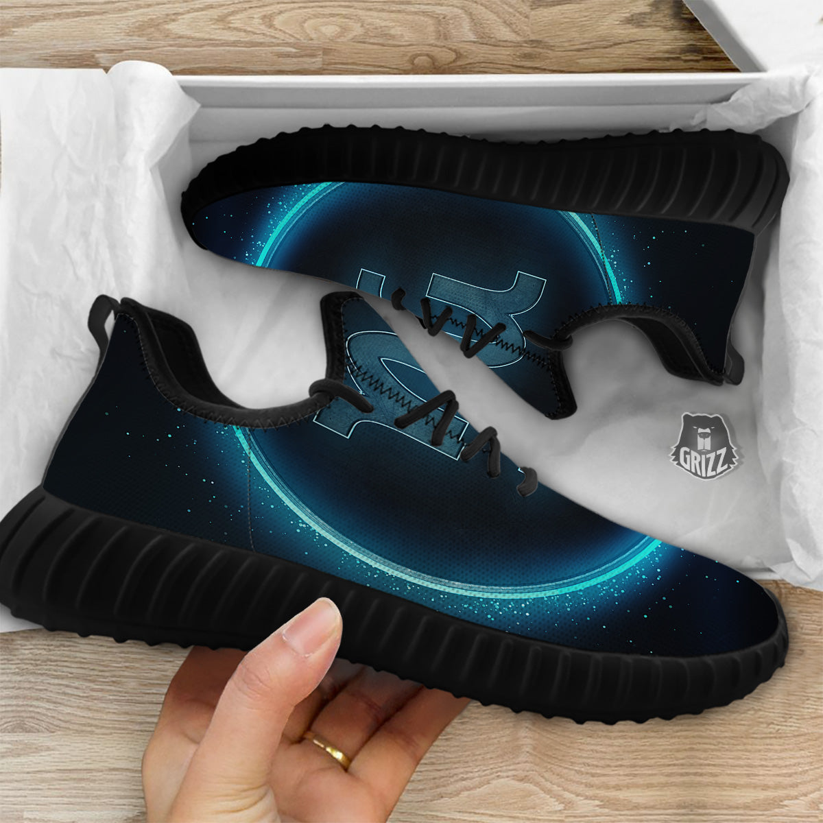 Zodiac Sign Blue Capricorn Print Black Walking Shoes-grizzshop