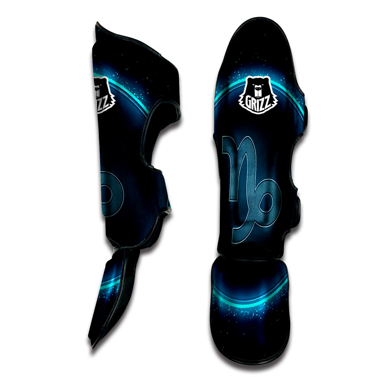 Zodiac Sign Blue Capricorn Print Muay Thai Shin Guards-grizzshop