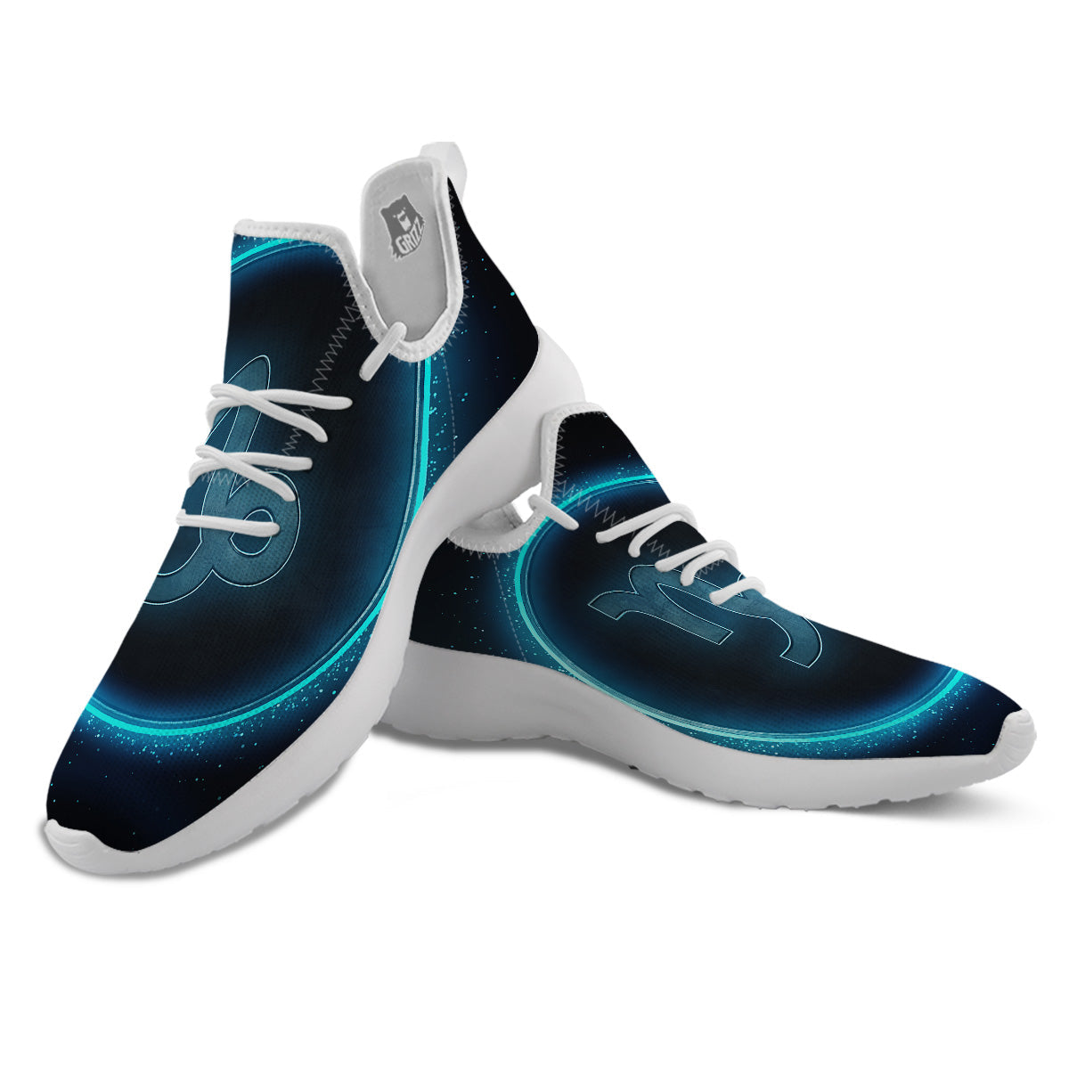 Zodiac Sign Blue Capricorn Print White Athletic Shoes-grizzshop