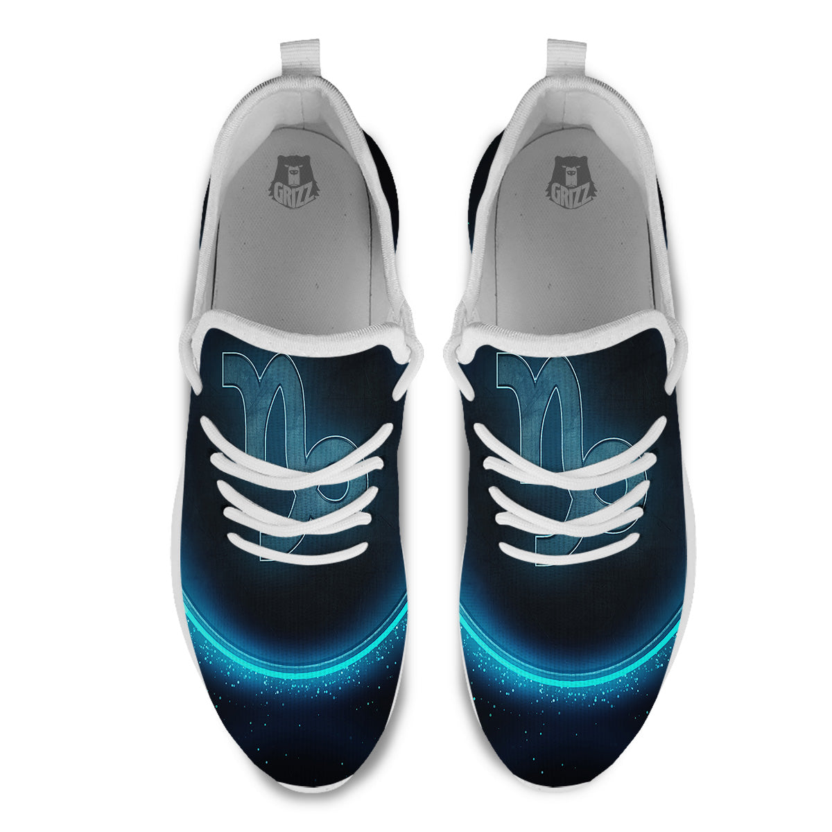 Zodiac Sign Blue Capricorn Print White Athletic Shoes-grizzshop
