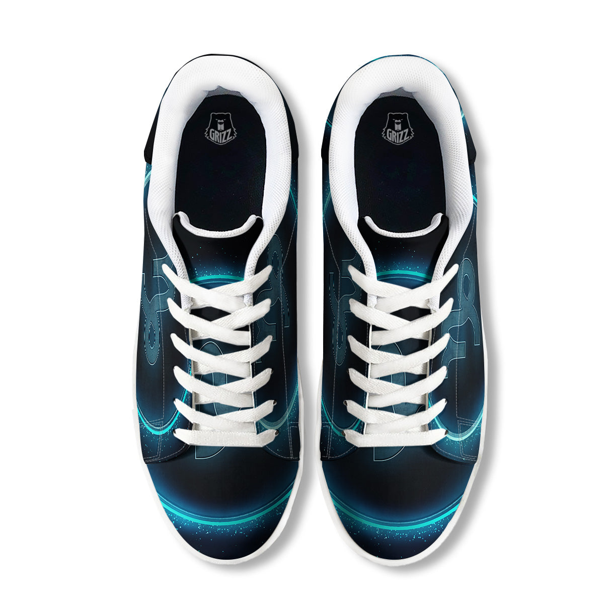 Zodiac Sign Blue Capricorn Print White Low Top Sneakers-grizzshop