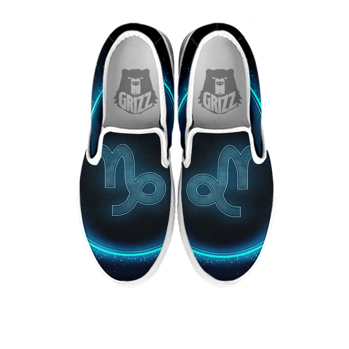 Zodiac Sign Blue Capricorn Print White Slip On Shoes-grizzshop