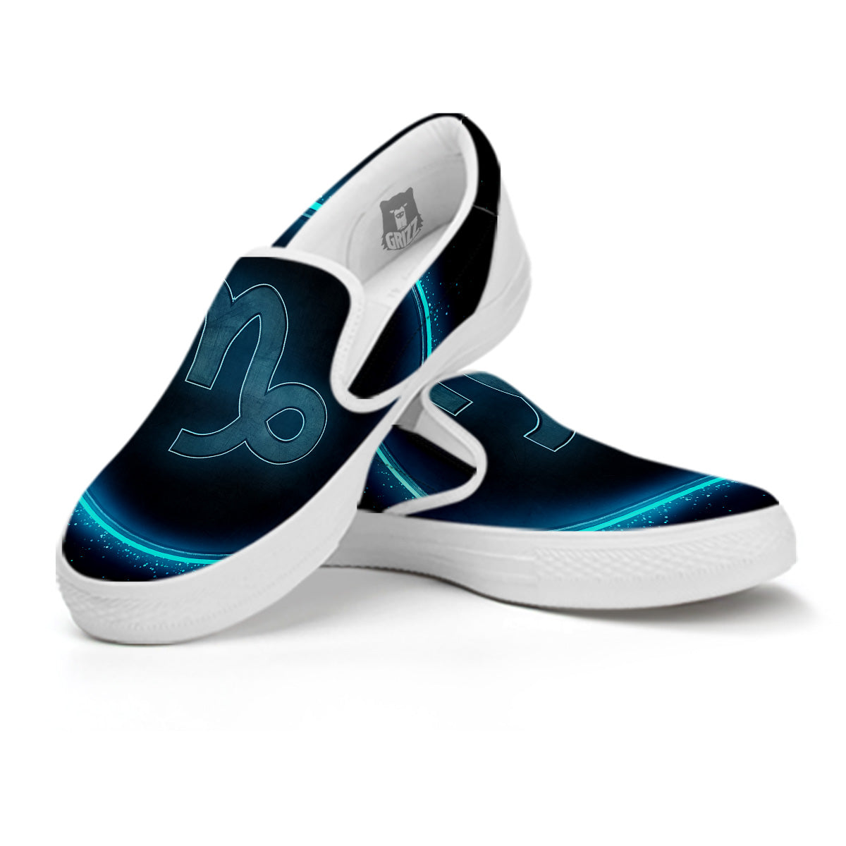 Zodiac Sign Blue Capricorn Print White Slip On Shoes-grizzshop