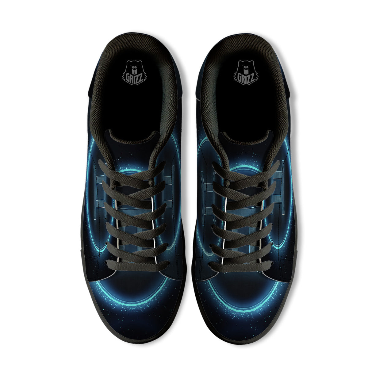Zodiac Sign Blue Gemini Print Black Low Top Sneakers-grizzshop