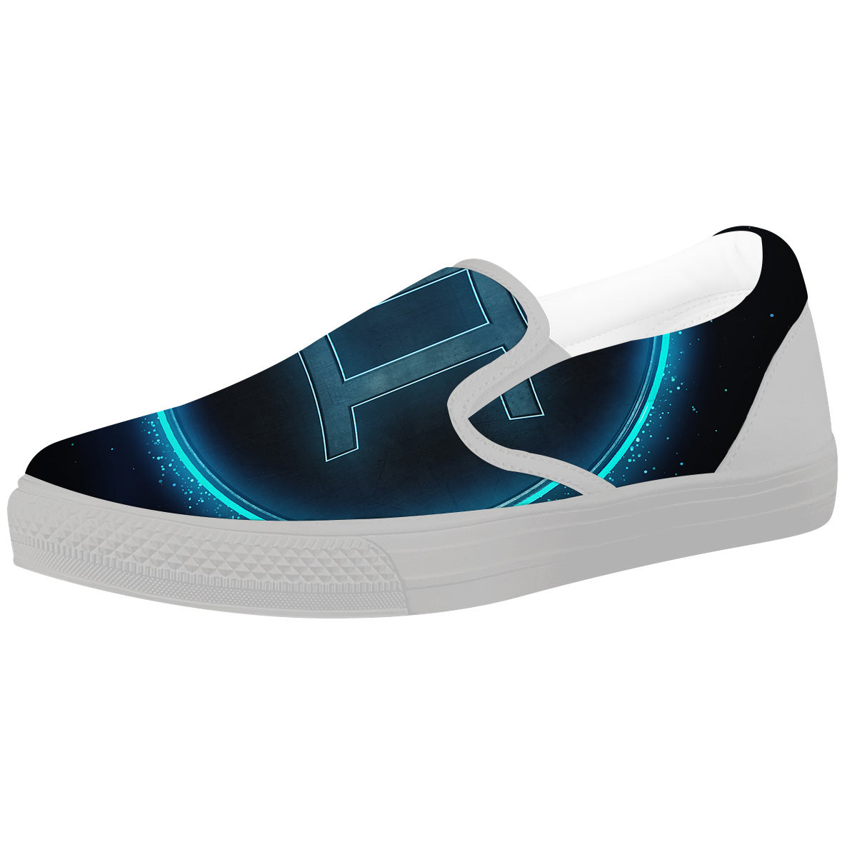 Zodiac Sign Blue Gemini Print White Slip On Shoes-grizzshop