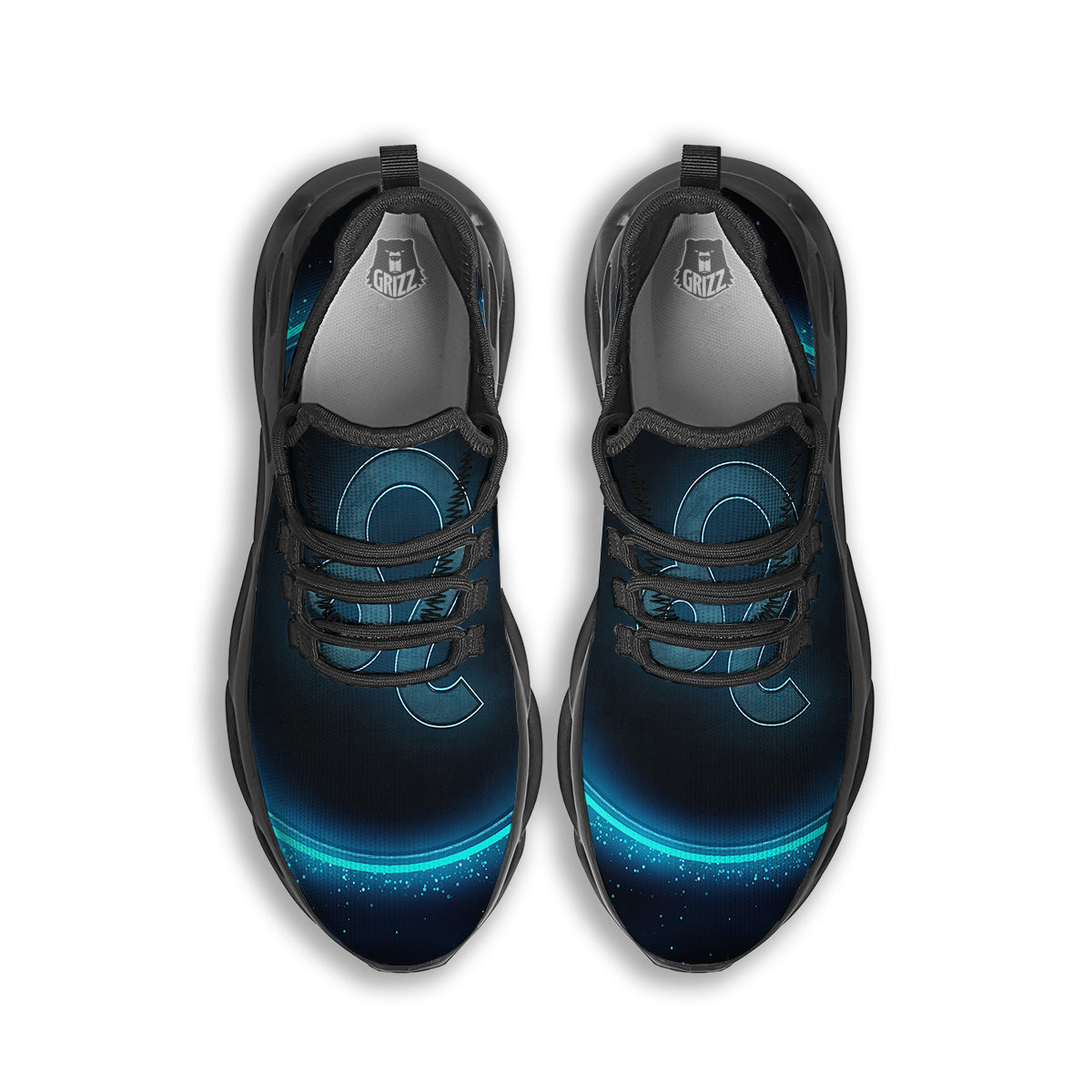 Zodiac Sign Blue Leo Print Black Running Shoes-grizzshop