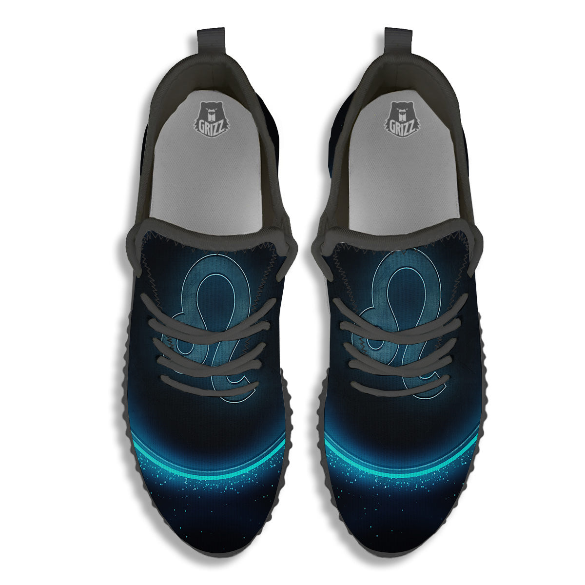 Zodiac Sign Blue Leo Print Black Walking Shoes-grizzshop