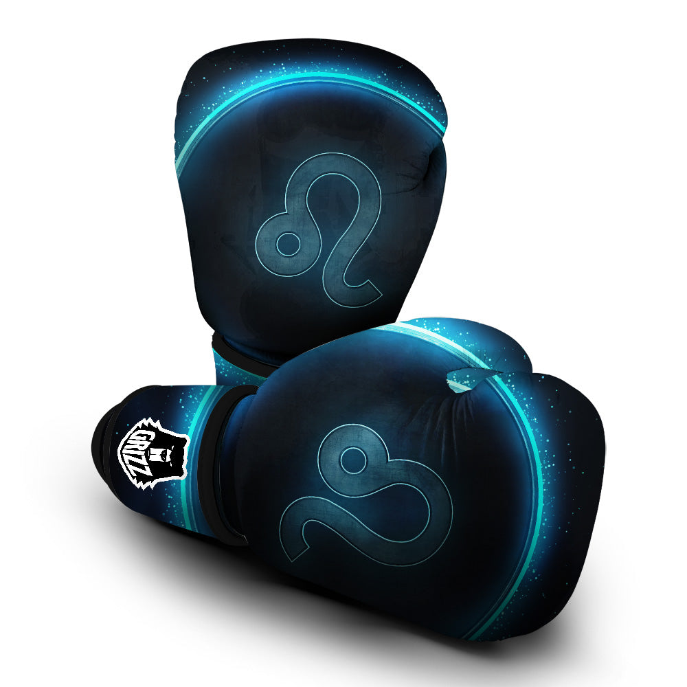 Zodiac Sign Blue Leo Print Boxing Gloves-grizzshop