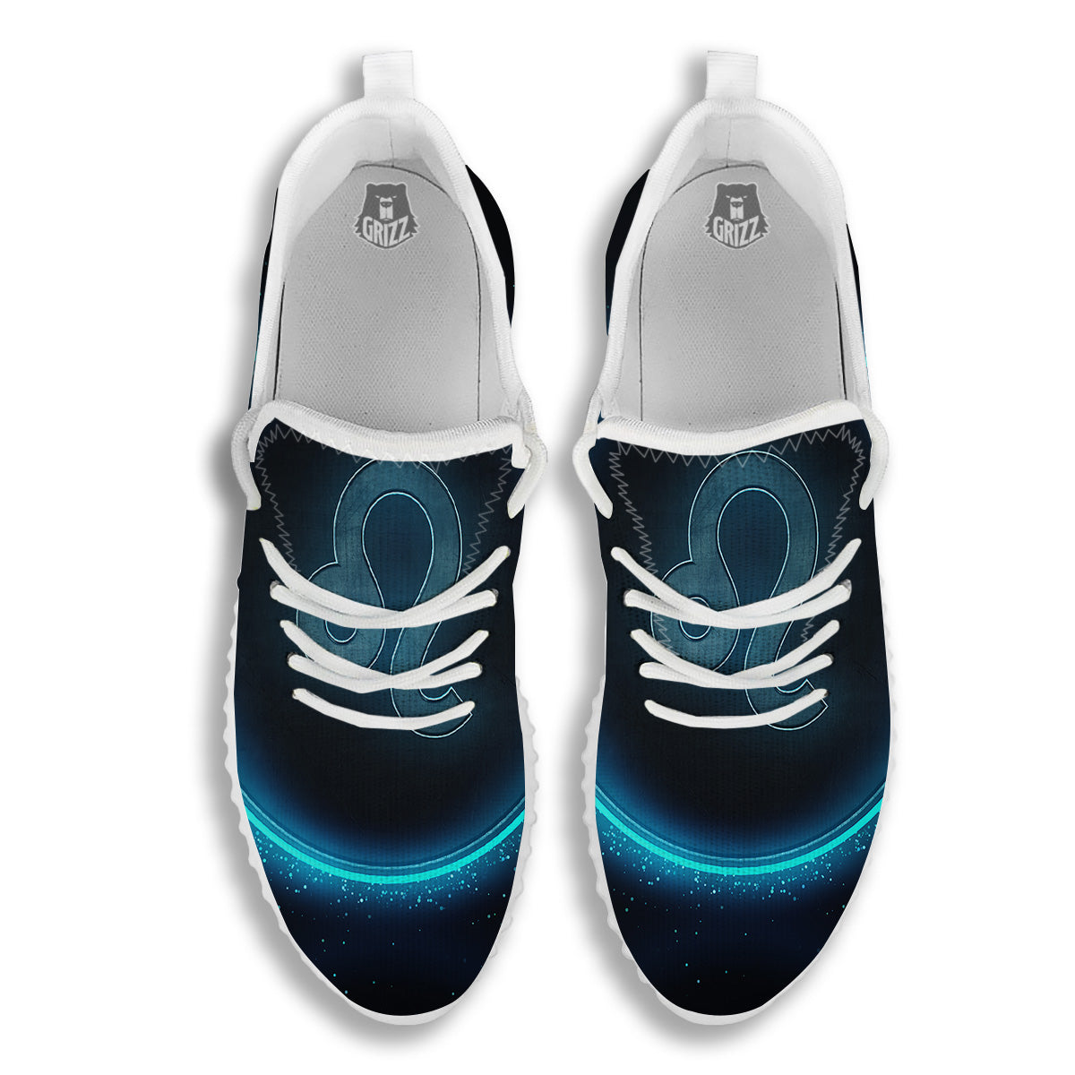 Zodiac Sign Blue Leo Print White Walking Shoes-grizzshop