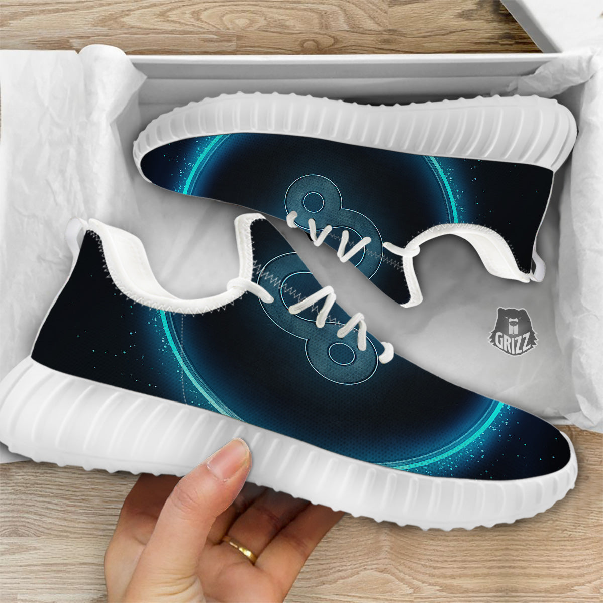 Zodiac Sign Blue Leo Print White Walking Shoes-grizzshop