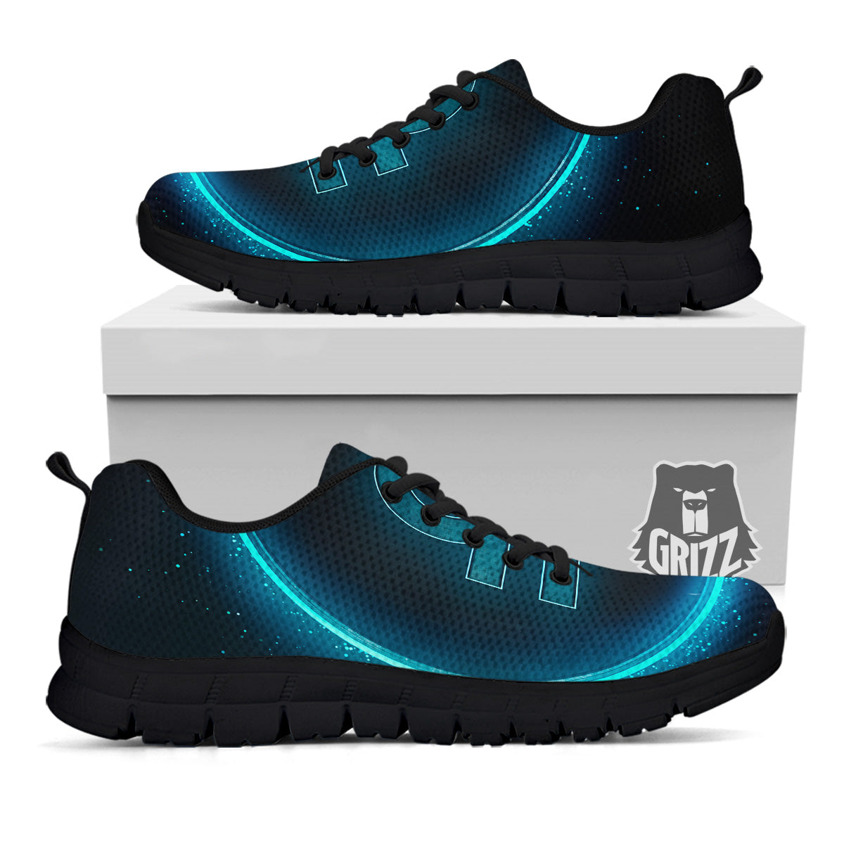 Zodiac Sign Blue Libra Print Black Sneaker-grizzshop