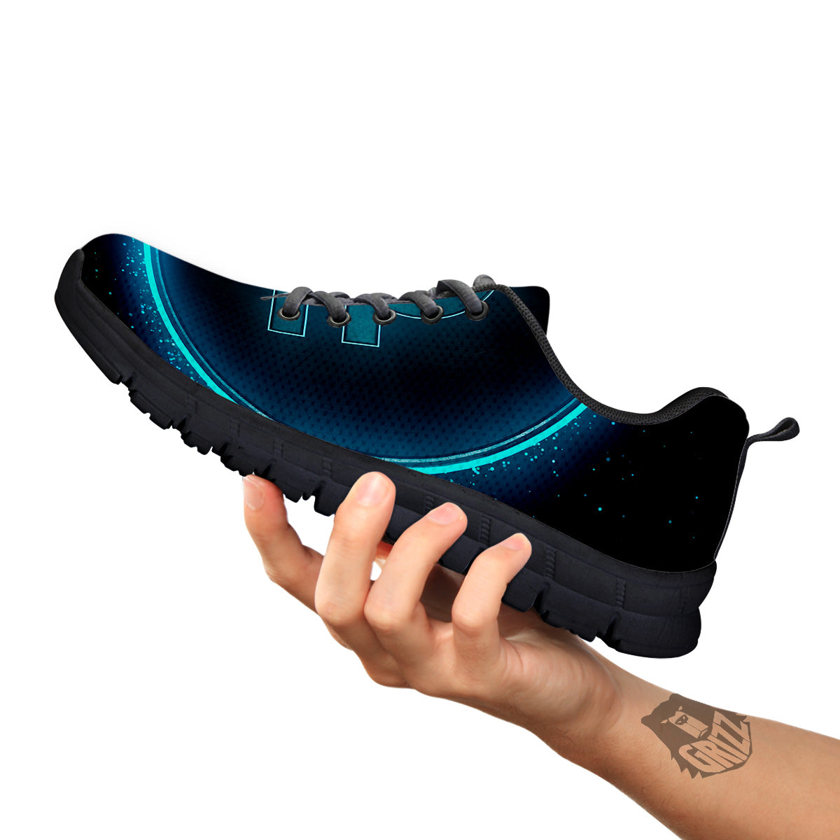 Zodiac Sign Blue Libra Print Black Sneaker-grizzshop