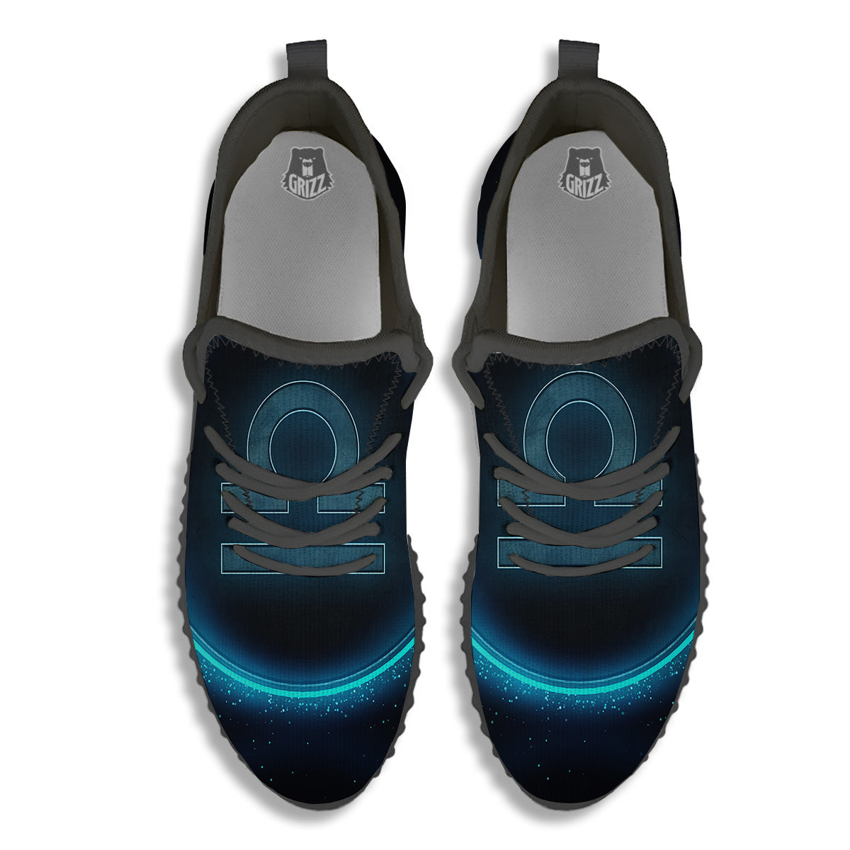 Zodiac Sign Blue Libra Print Black Walking Shoes-grizzshop