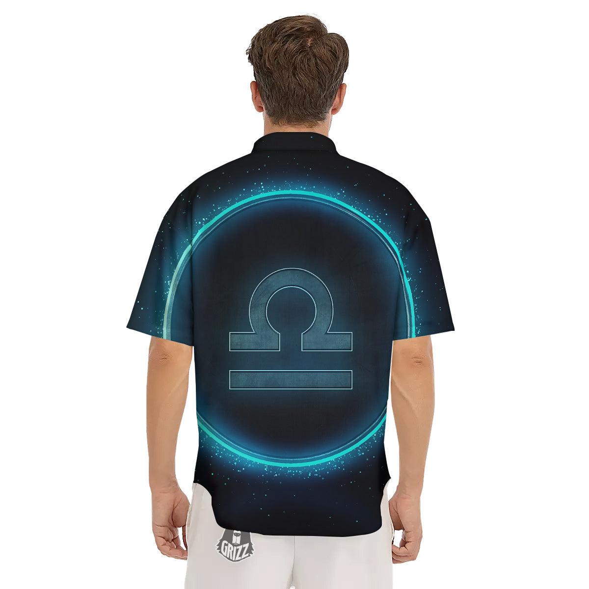 Zodiac Sign Blue Libra Print Men's Short Sleeve Shirts-grizzshop