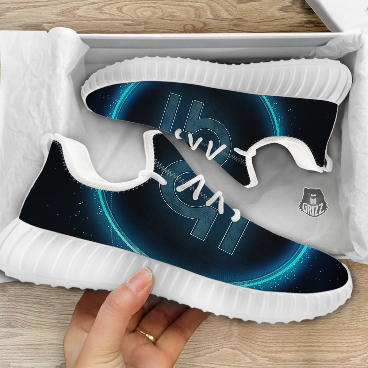 Zodiac Sign Blue Libra Print White Walking Shoes-grizzshop