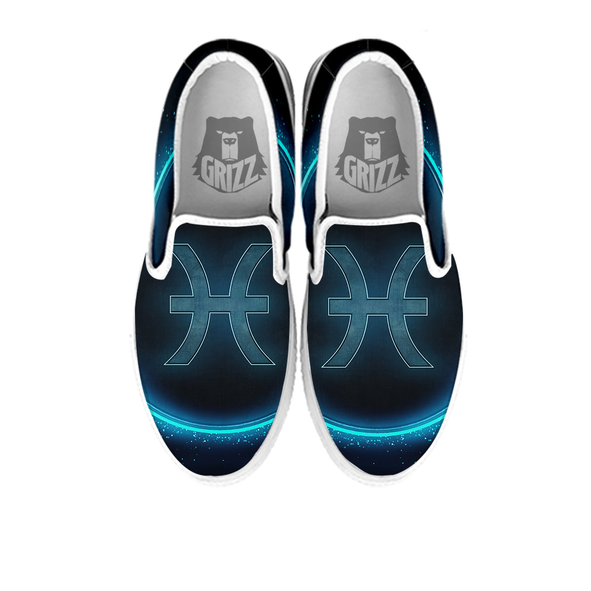 Zodiac Sign Blue Pisces Print White Slip On Shoes-grizzshop