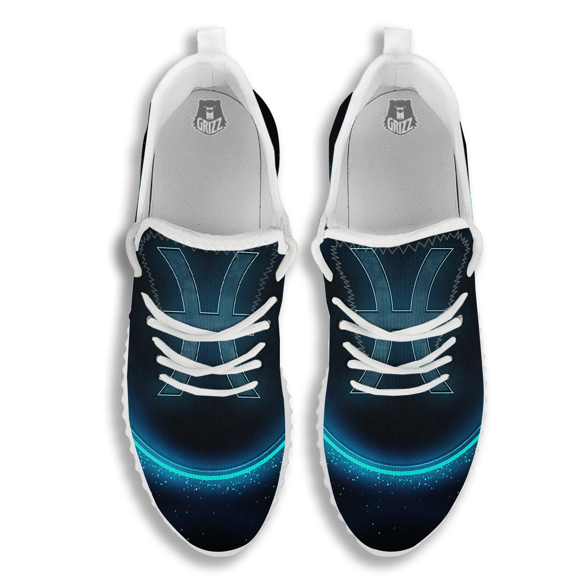 Zodiac Sign Blue Pisces Print White Walking Shoes-grizzshop
