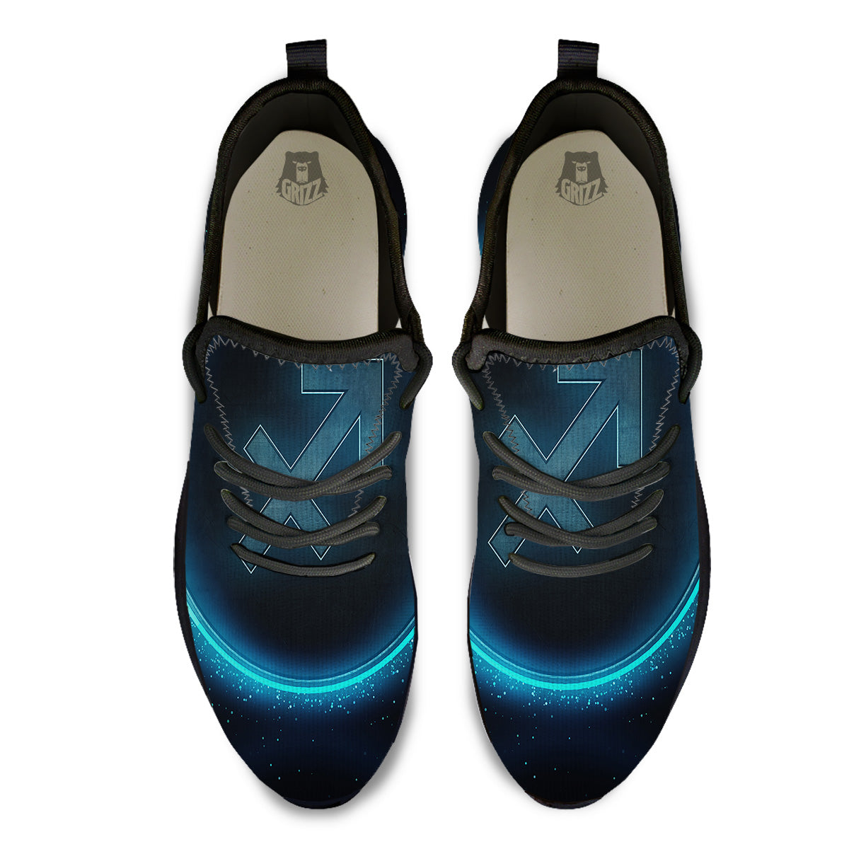 Zodiac Sign Blue Sagittarius Print Black Athletic Shoes-grizzshop