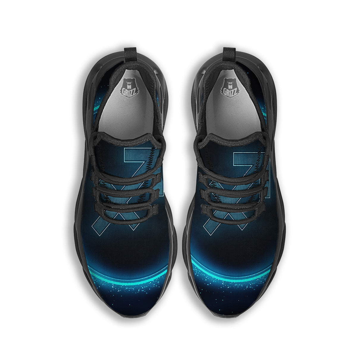 Zodiac Sign Blue Sagittarius Print Black Running Shoes-grizzshop