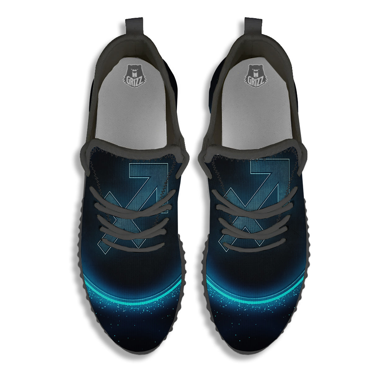 Zodiac Sign Blue Sagittarius Print Black Walking Shoes-grizzshop