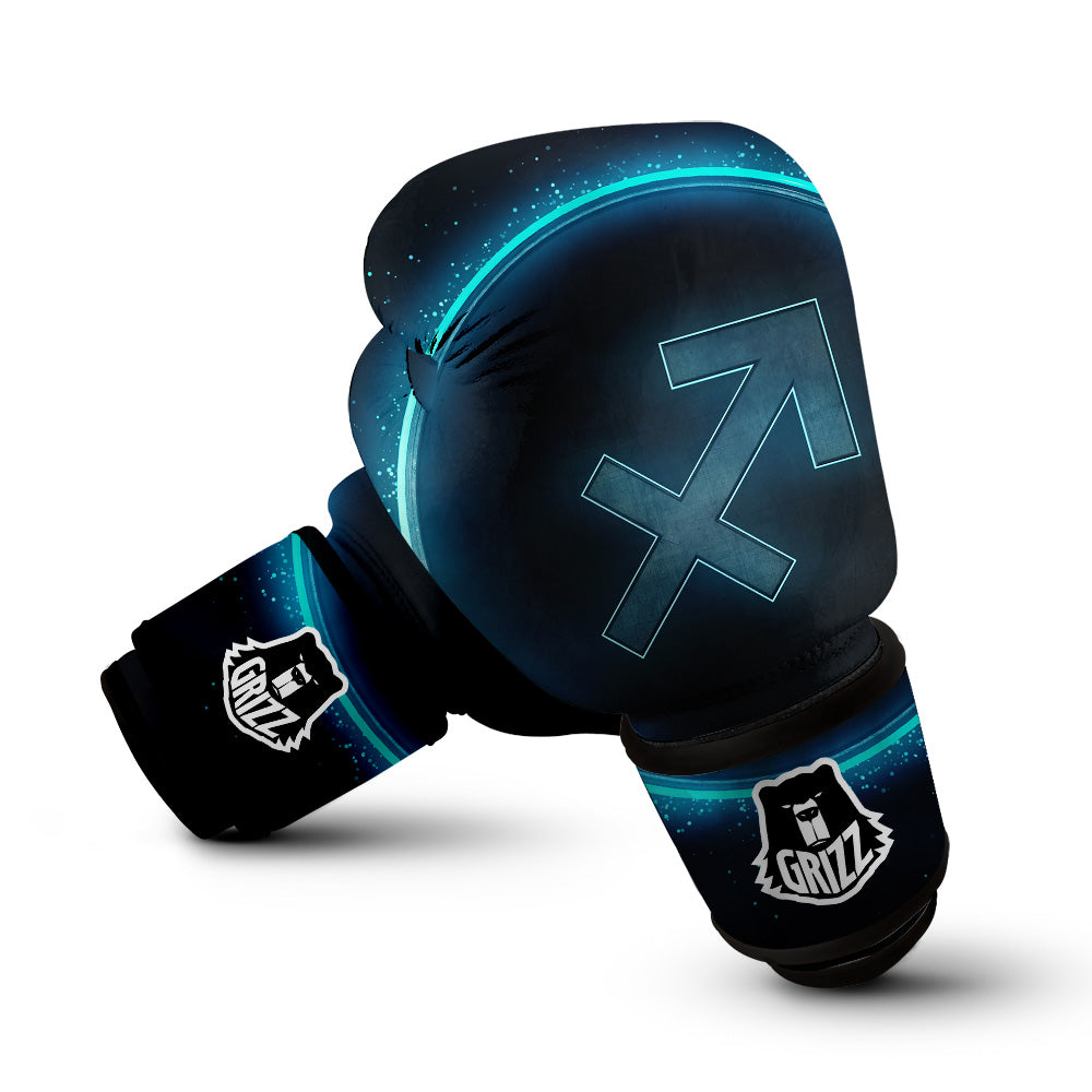 Zodiac Sign Blue Sagittarius Print Boxing Gloves-grizzshop