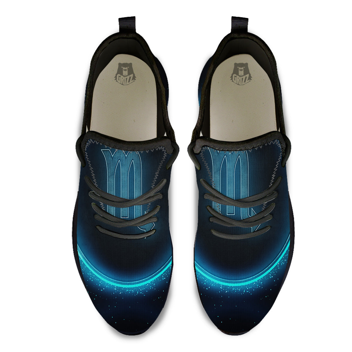 Zodiac Sign Blue Scorpio Print Black Athletic Shoes-grizzshop