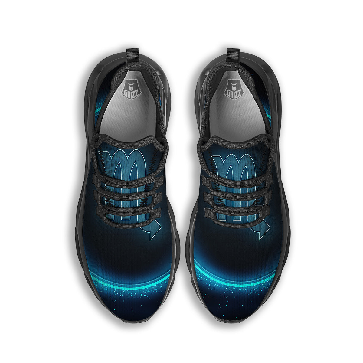 Zodiac Sign Blue Scorpio Print Black Running Shoes-grizzshop