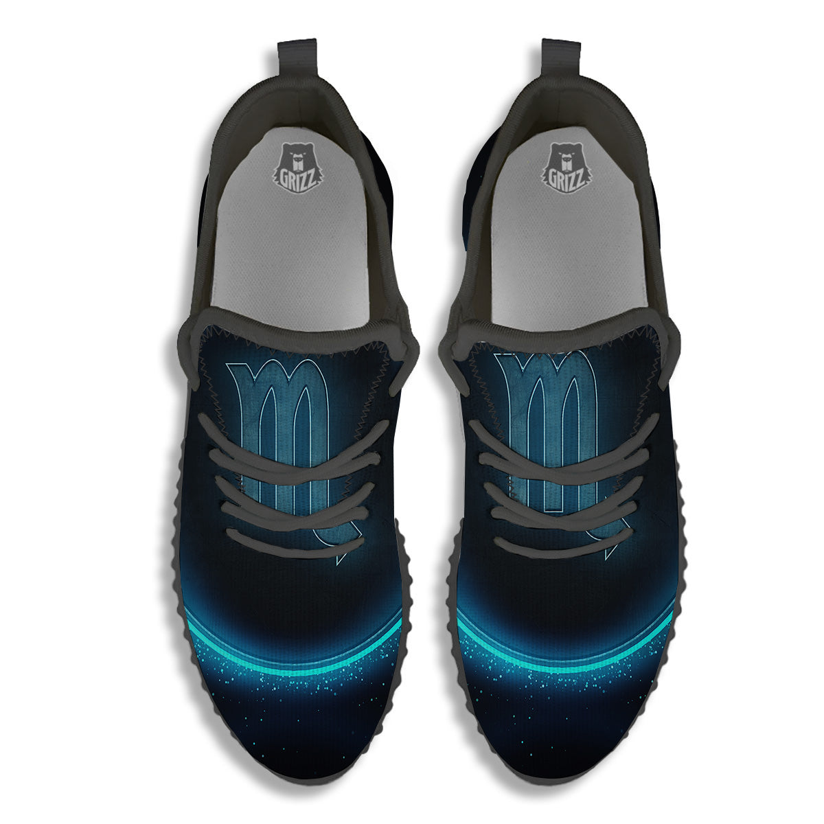 Zodiac Sign Blue Scorpio Print Black Walking Shoes-grizzshop