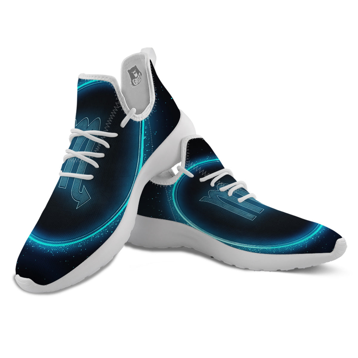 Zodiac Sign Blue Scorpio Print White Athletic Shoes-grizzshop