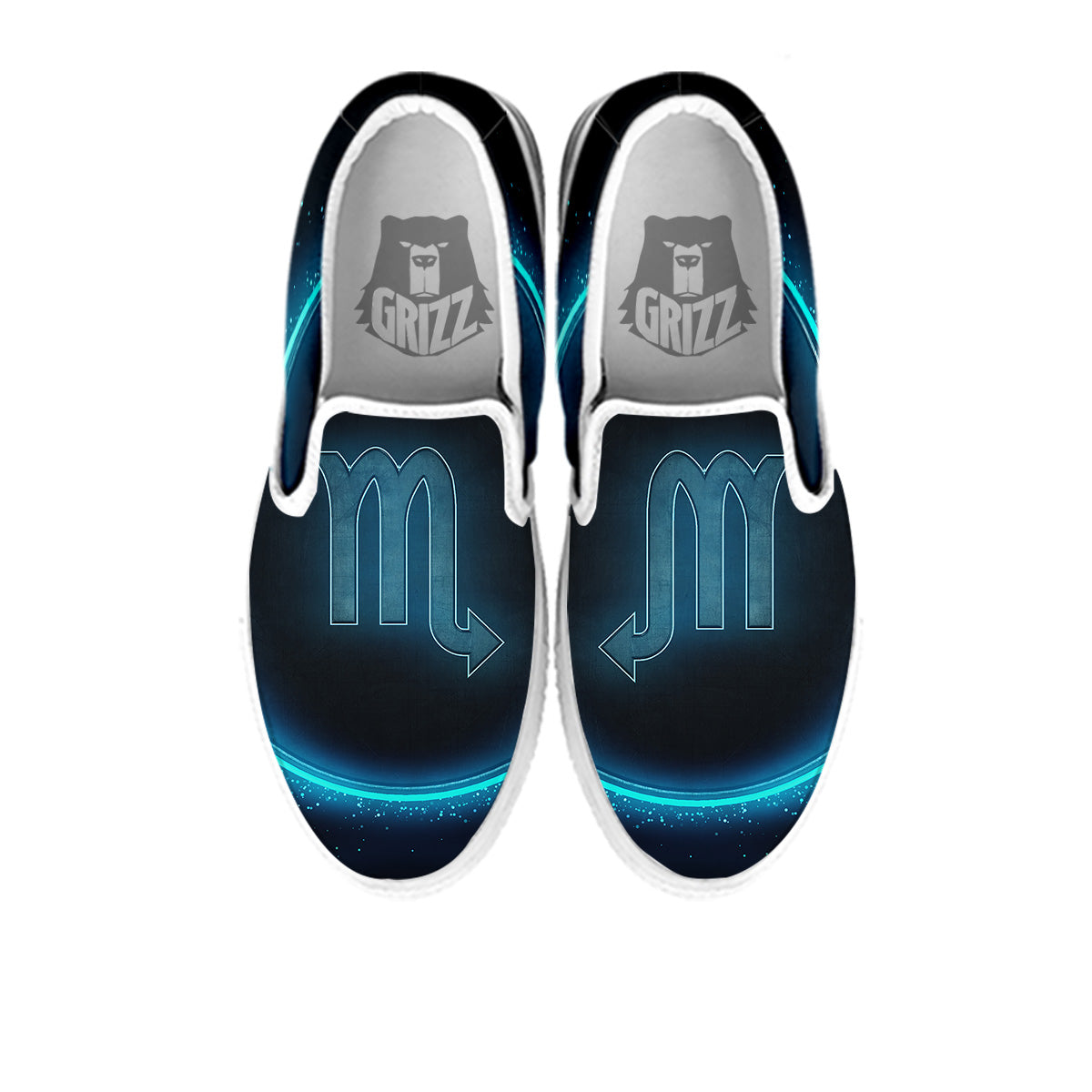 Zodiac Sign Blue Scorpio Print White Slip On Shoes-grizzshop