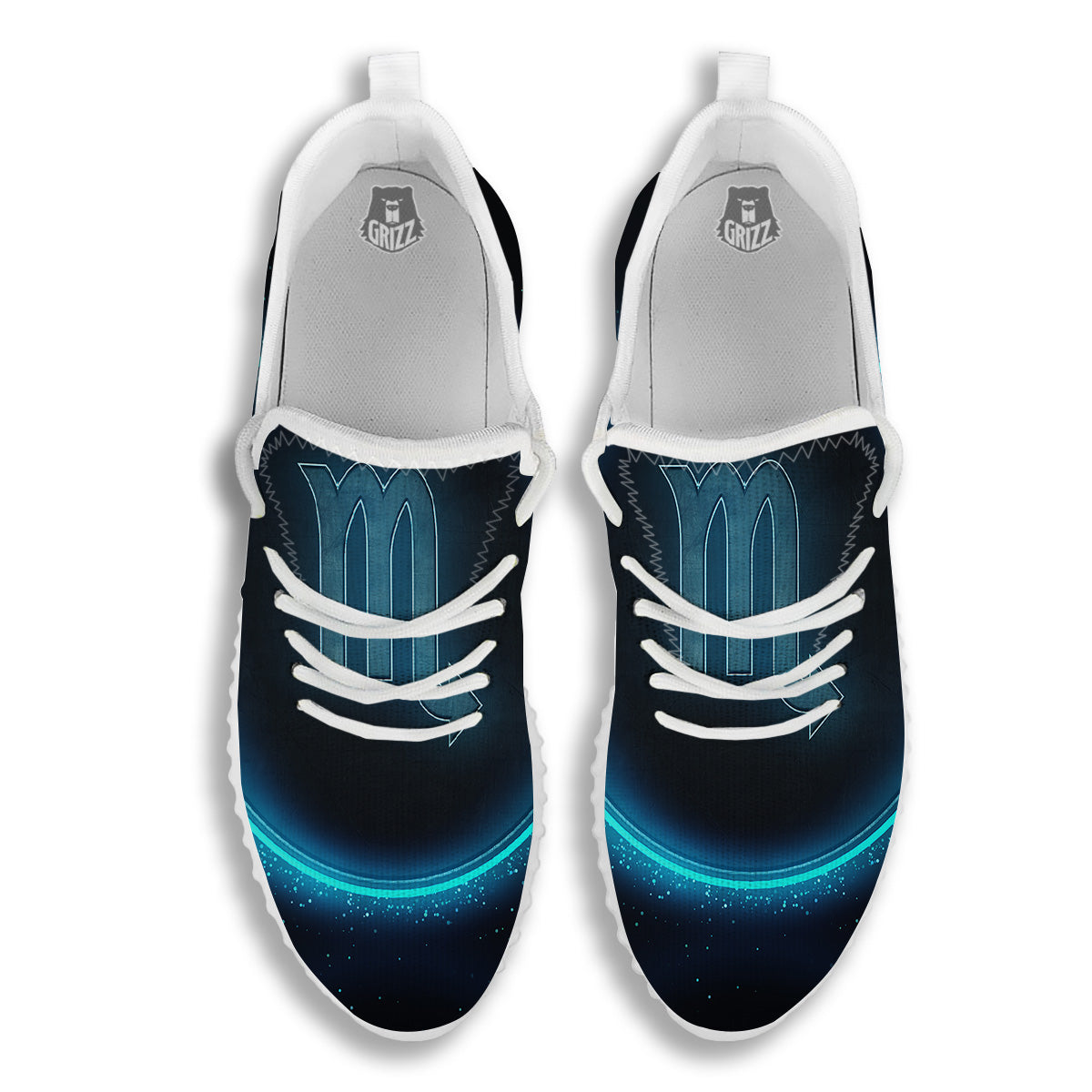 Zodiac Sign Blue Scorpio Print White Walking Shoes-grizzshop