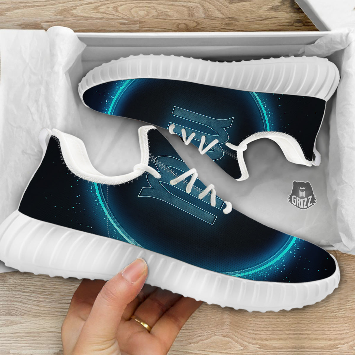 Zodiac Sign Blue Scorpio Print White Walking Shoes-grizzshop