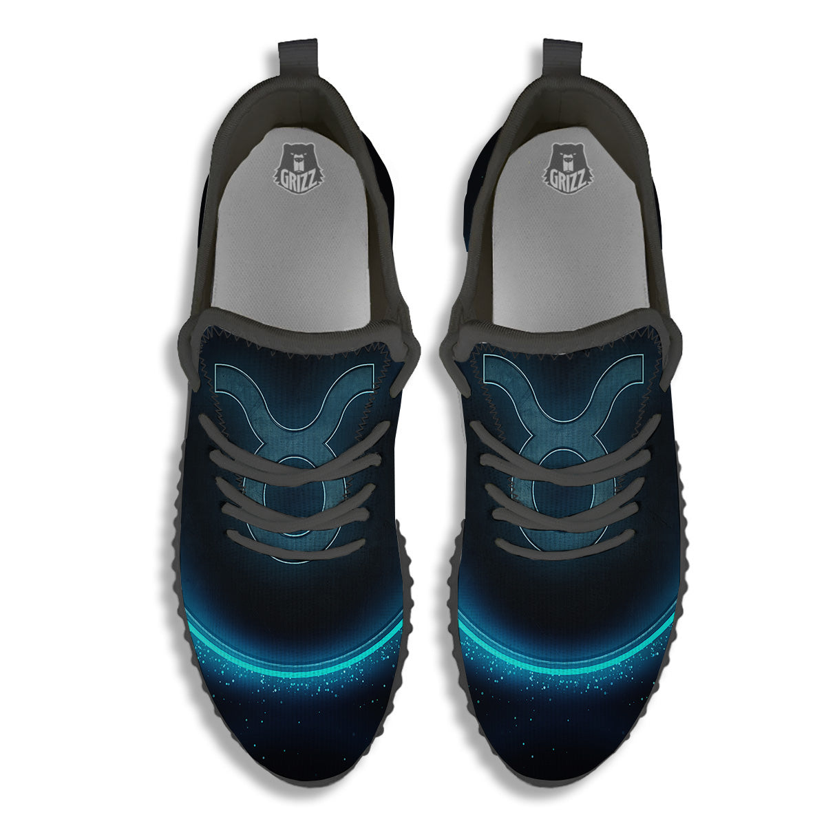 Zodiac Sign Blue Taurus Print Black Walking Shoes-grizzshop