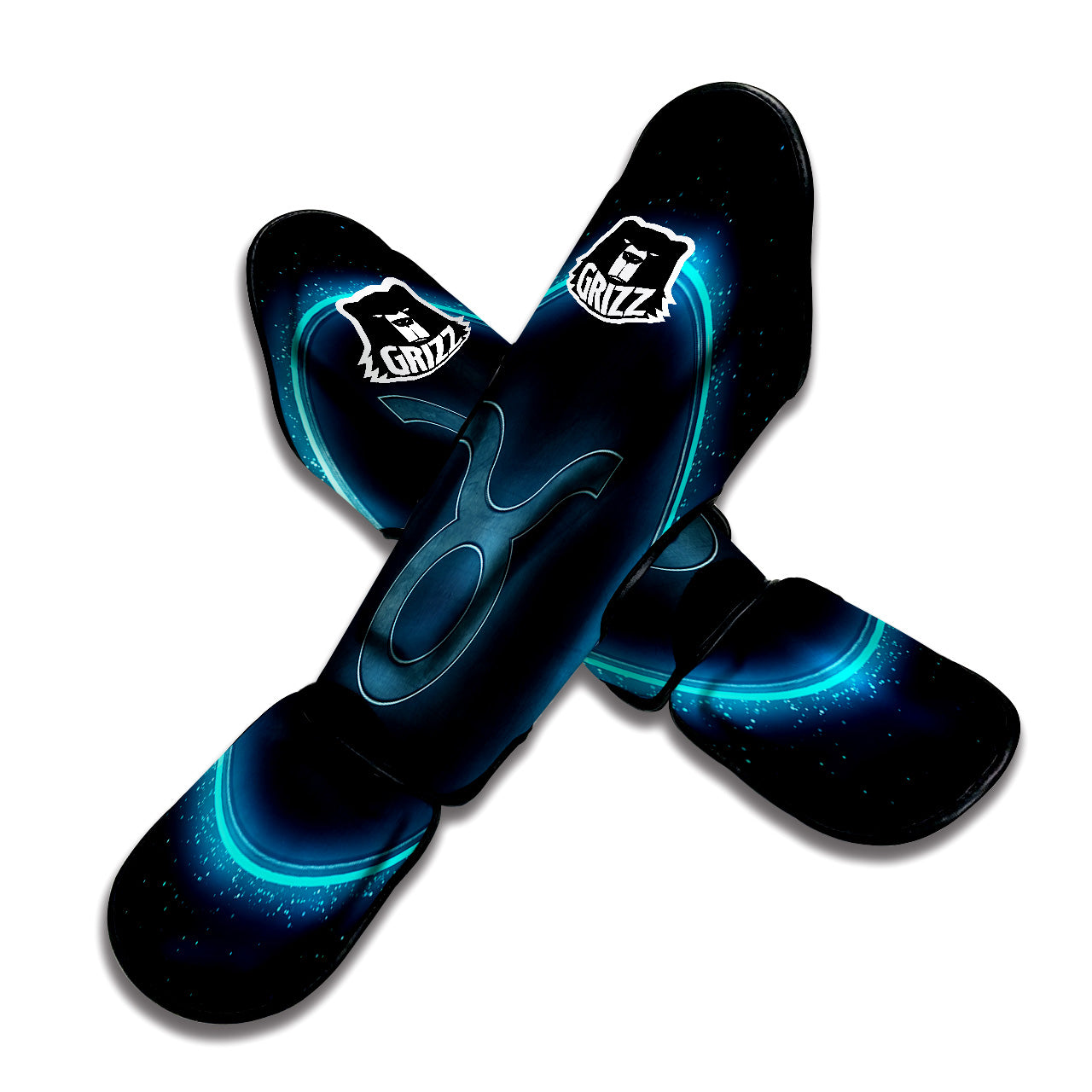 Zodiac Sign Blue Taurus Print Muay Thai Shin Guards-grizzshop