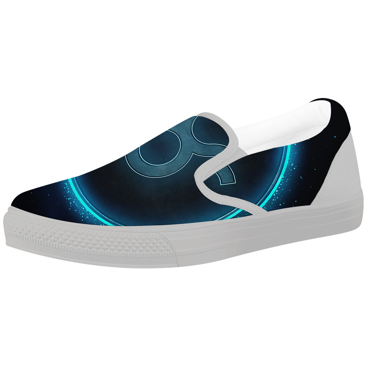 Zodiac Sign Blue Taurus Print White Slip On Shoes-grizzshop