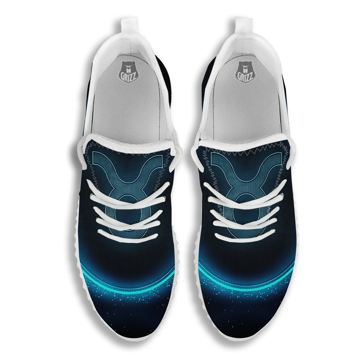 Zodiac Sign Blue Taurus Print White Walking Shoes-grizzshop