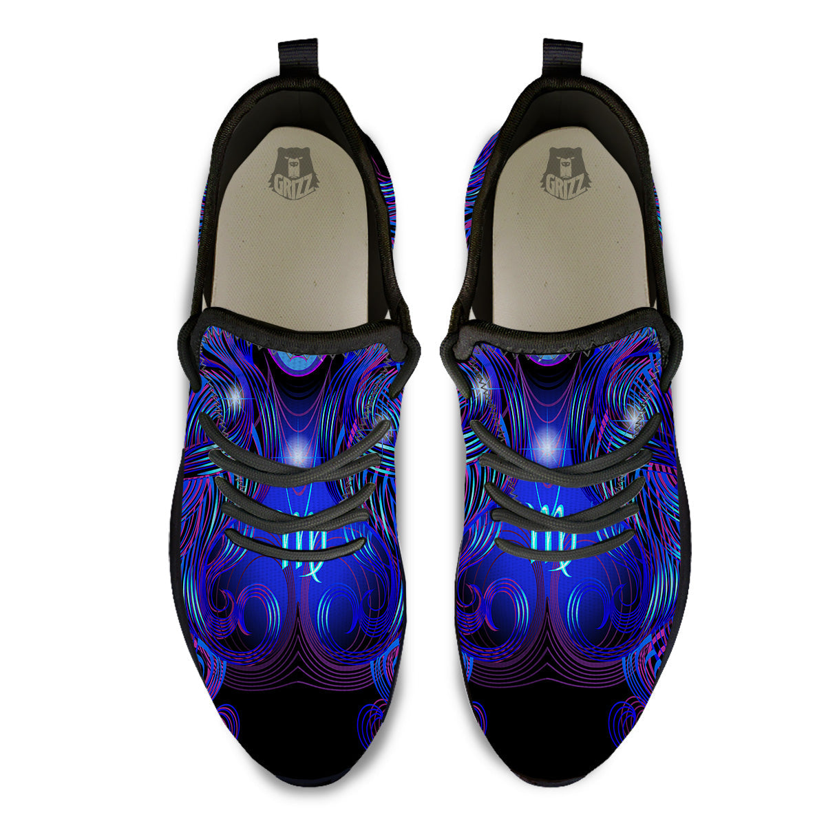 Zodiac Sign Blue Virgo Print Black Athletic Shoes-grizzshop