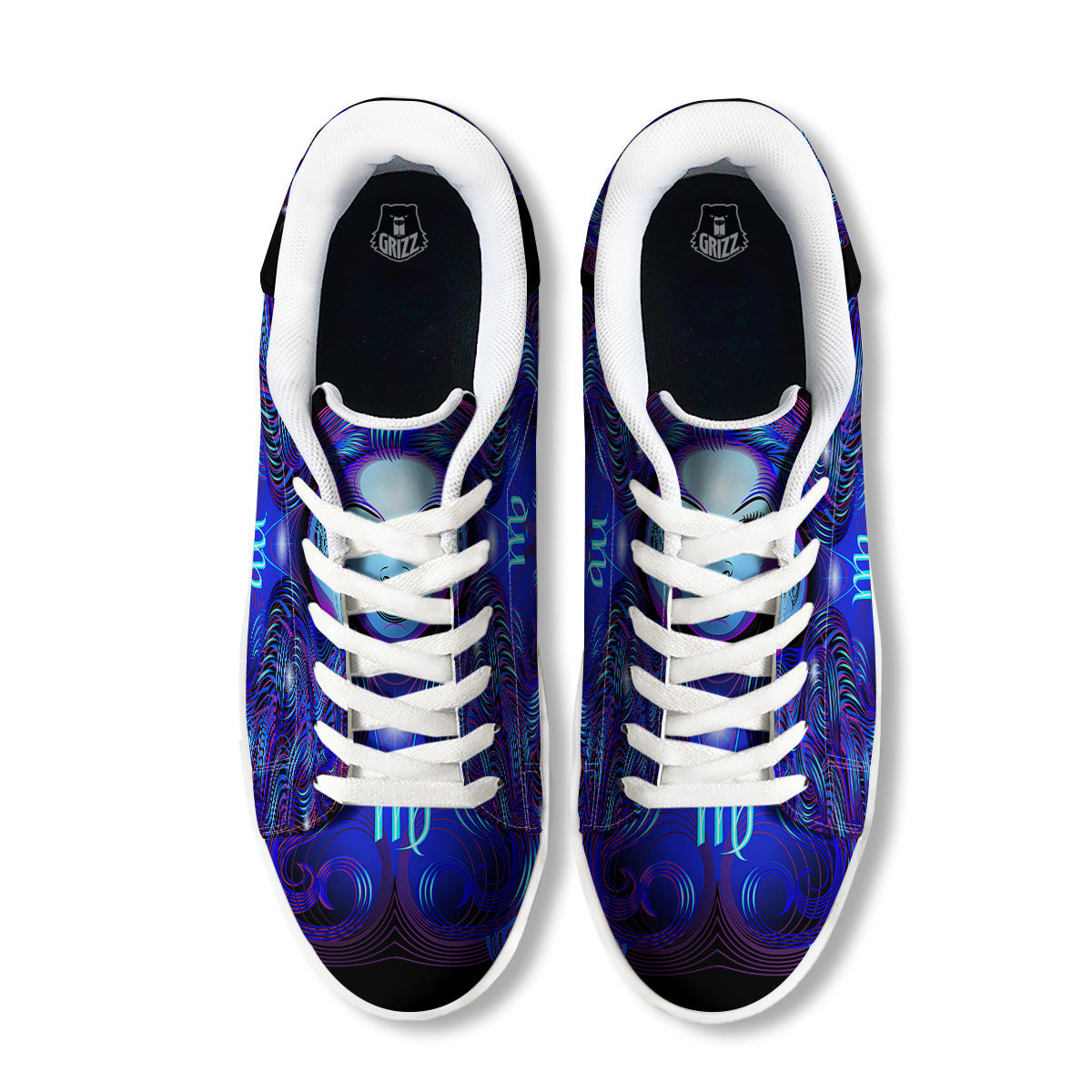 Zodiac Sign Blue Virgo Print White Low Top Sneakers-grizzshop