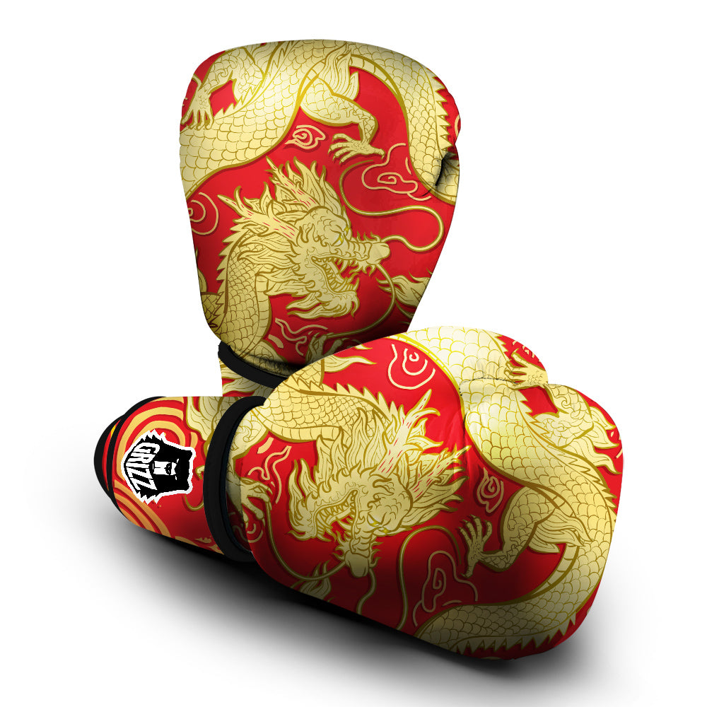 Zodiac Sign Chinese Dragon Print Boxing Gloves-grizzshop