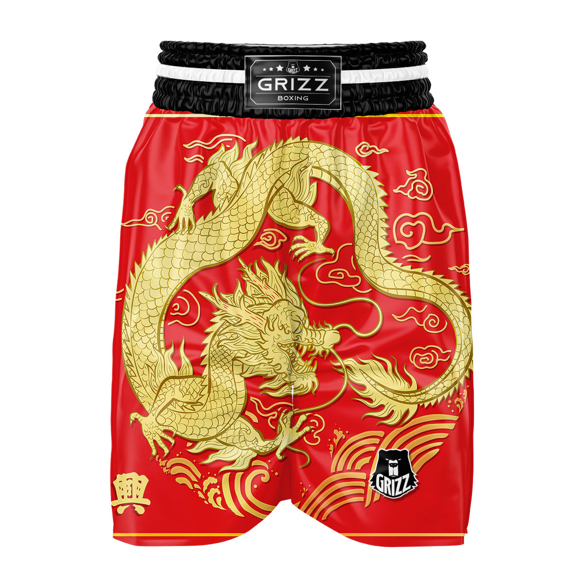 Zodiac Sign Chinese Dragon Print Boxing Shorts-grizzshop